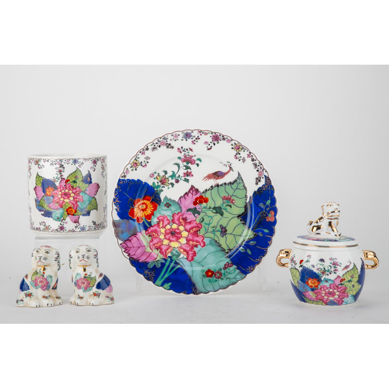 Porcelain Round Planter Pot Tobacco Leaf