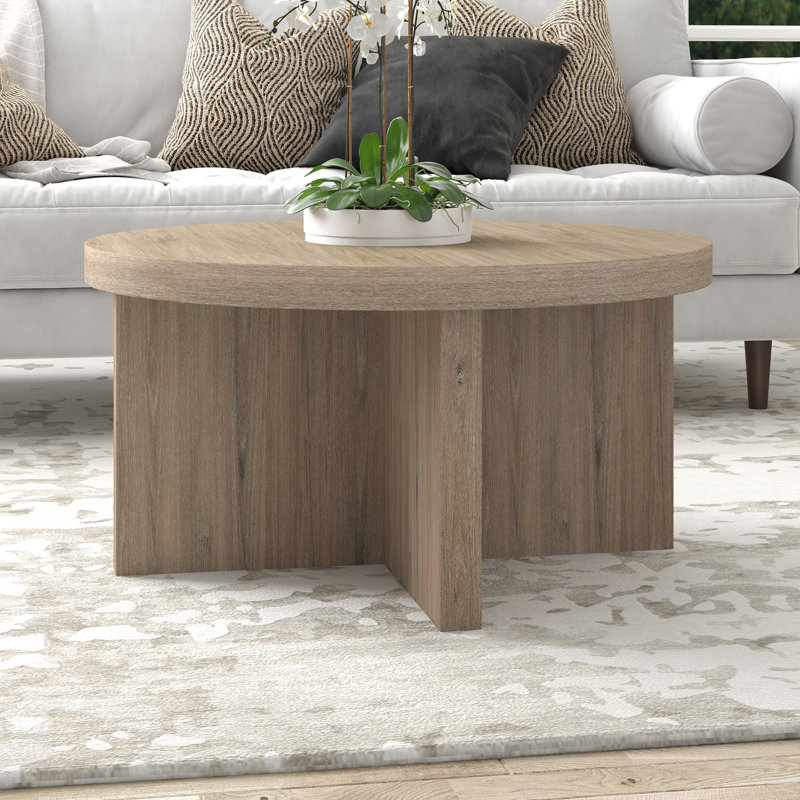 Adey Pedestal Coffee Table, Antiqued Grey Oak