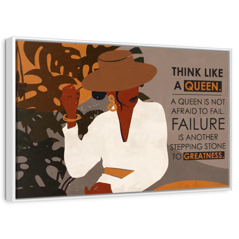 Citation «Think Like A Queen», Cadre flottant blanc, 40 po x 27 po