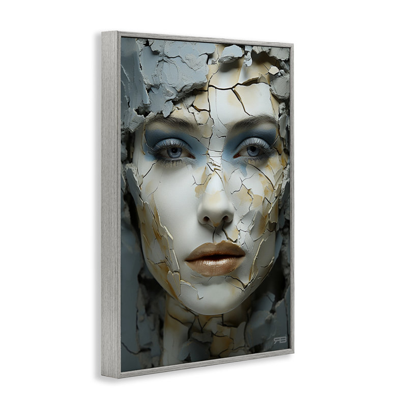 «Cracked Face Abstraction», estampe numérique encadrée par Roozbeh Bahramali, Estampe numérique Farmhouse, H 30 po x l 20 po