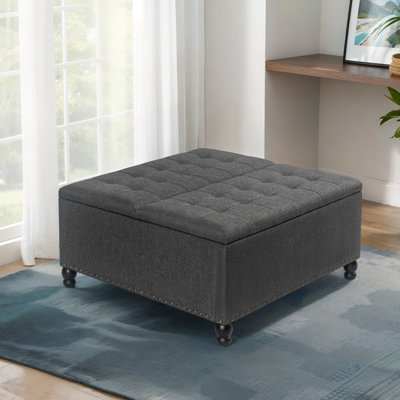 34-Inch Square Storage Ottoman Bench For Bedroom