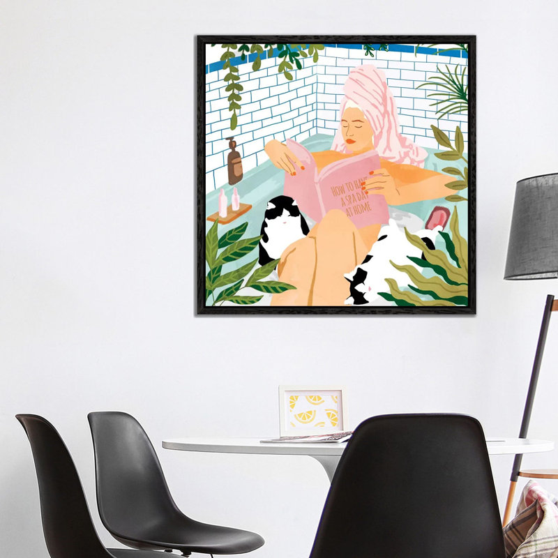 How To Have A Spa Day At Home - Print on Canvas, 93.98 cm H x 93.98 cm W, Black Framed