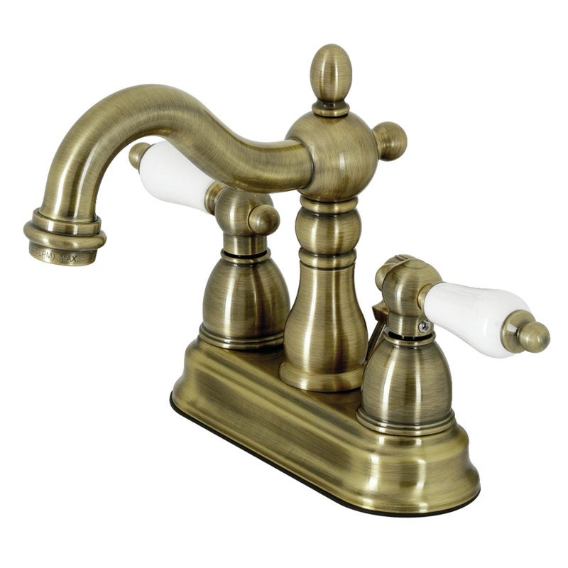 Robinet pour salle de bain avec ensemble de drain central à Heritage, Laiton rétro