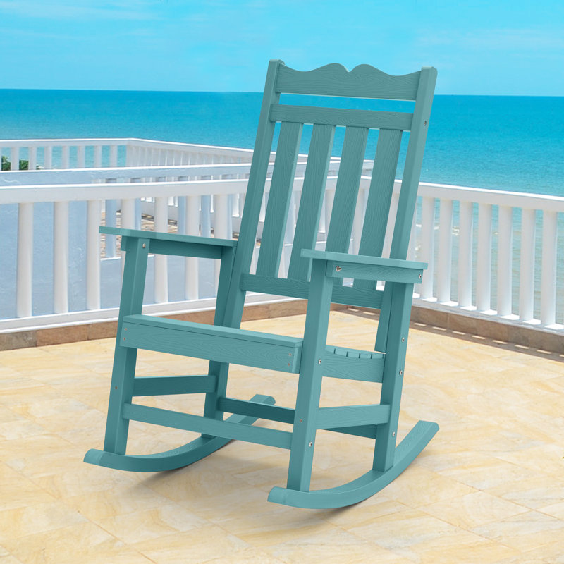 Chaise Adirondack à bascule en plastique Julieanne, Bleu clair