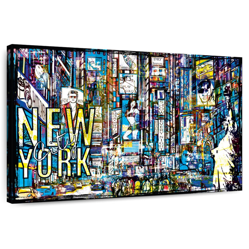 Illustration grunge de New York, H 34 po x l 51 po