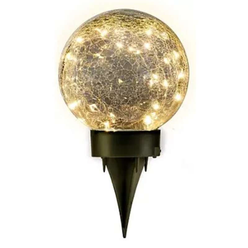 Solar/Battery operated Crackle Ball Led Decorative Accent Lighting 6" Globe