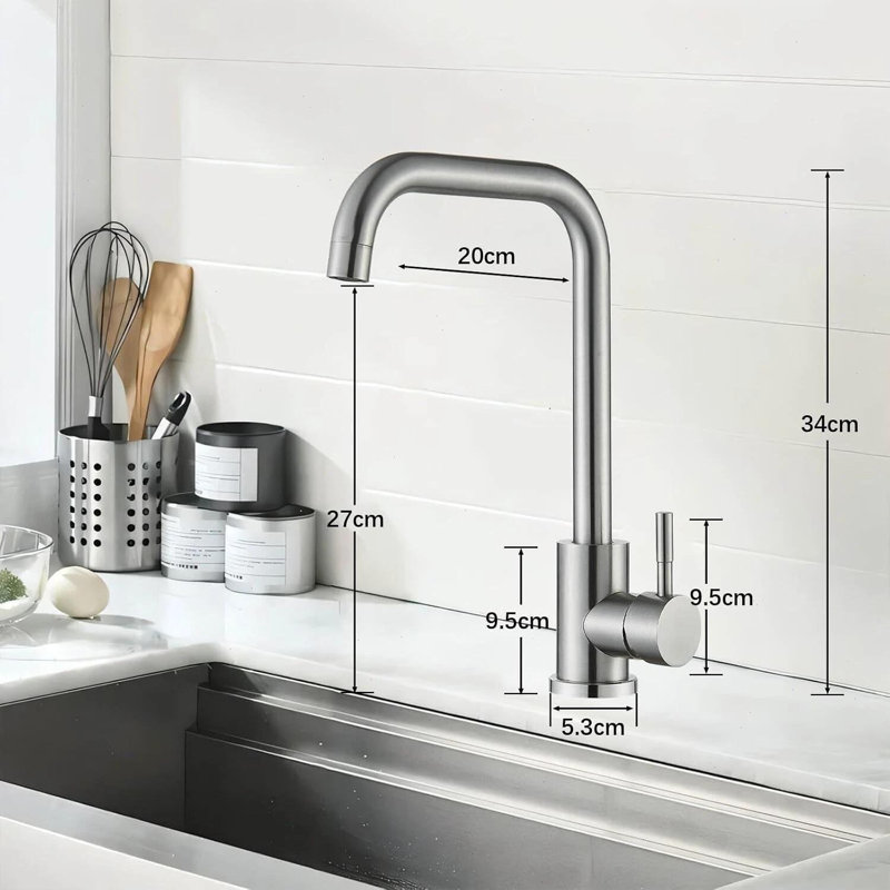 Kitchen Sink Mixer Tap with 360º Swivel Spout Monobloc Kitchen Mixer Taps 1 Hole
