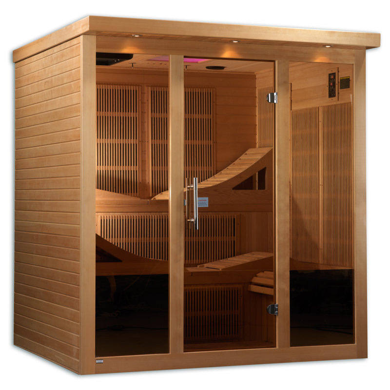 Natural Hemlock 6-Person Infrared Sauna with Remote Control