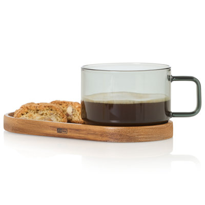 Grande tasse AdHoc Impact en verre gris avec plateau 10,1 oz
