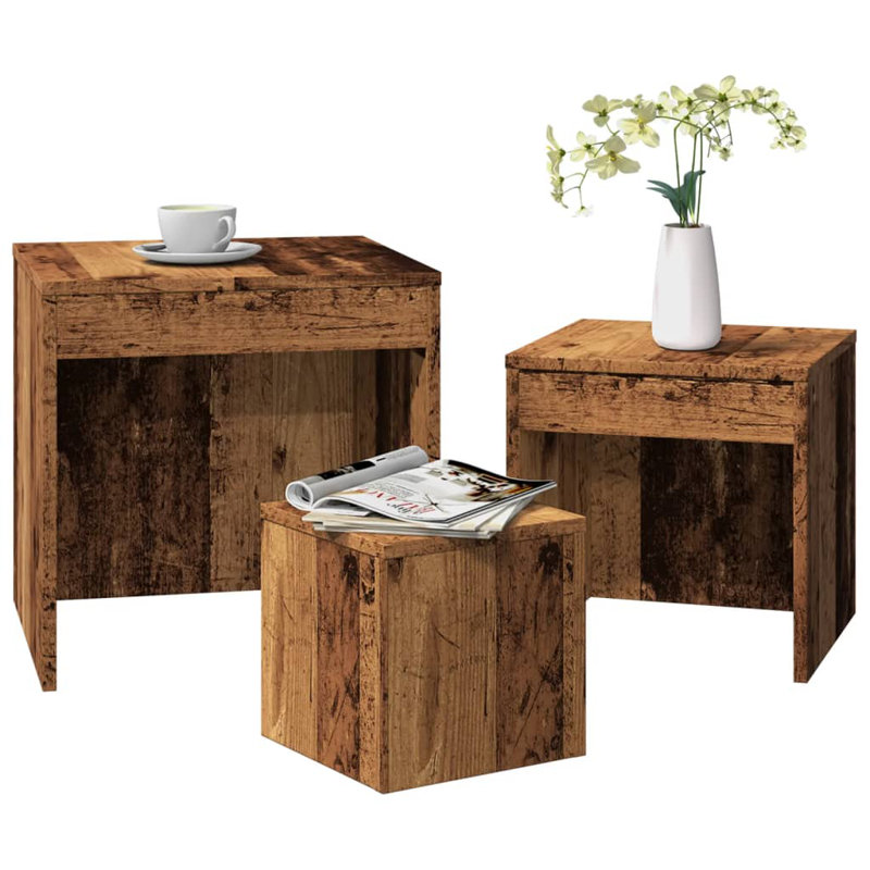 Gnesis Nesting Tables 3 pcs Engineered Wood, Old Wood, Old Wood