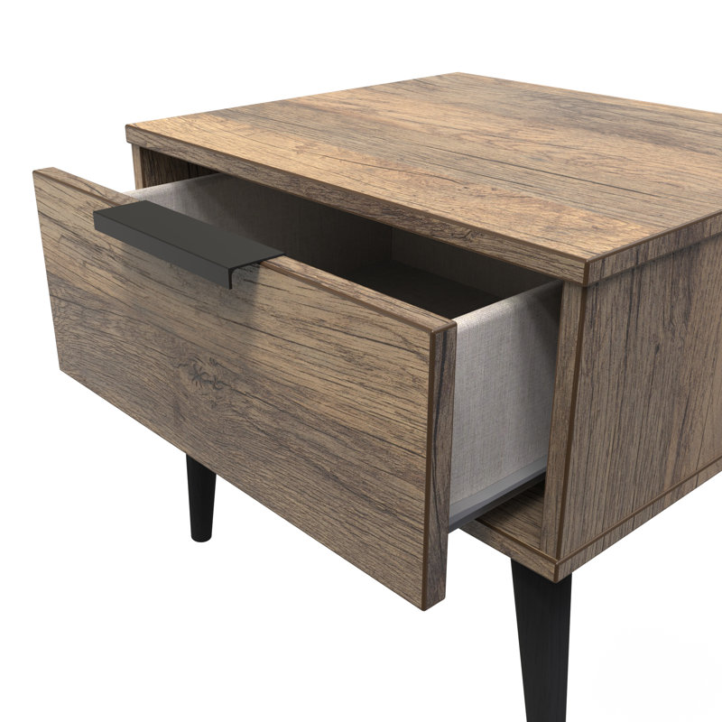Turah 1 Drawer Bedside Cabinet (Ready Assembled), Vintage Oak