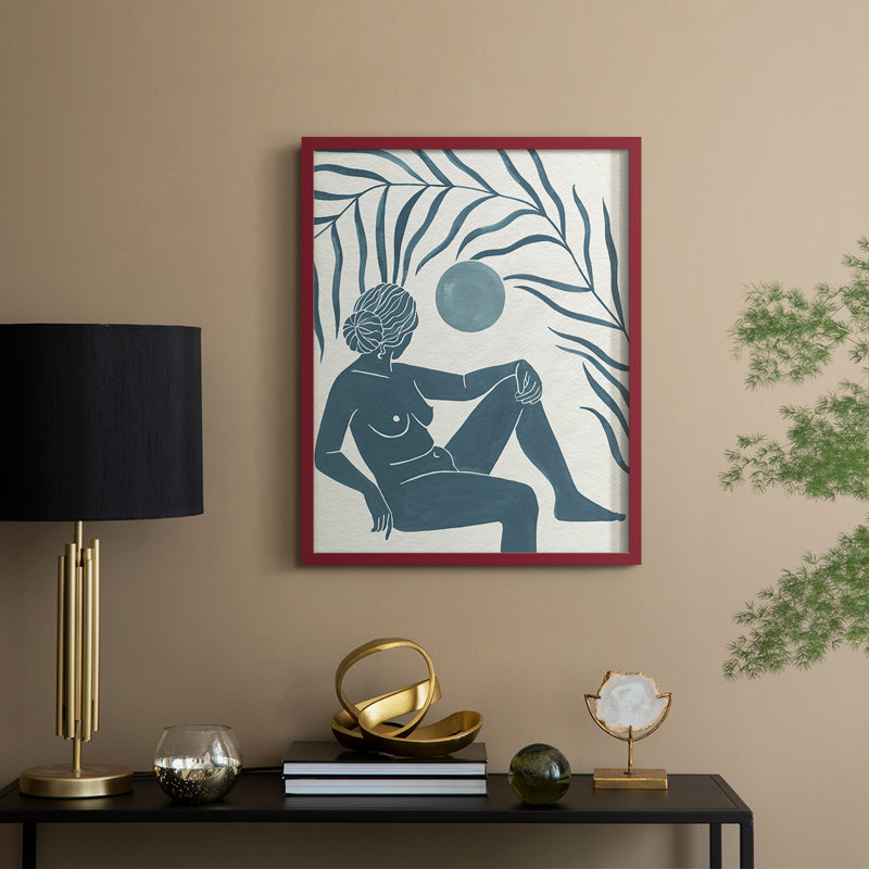 Moon Gazer I, reproduction encadrée - bois massif, H 15 po x l 12 po, Rouge