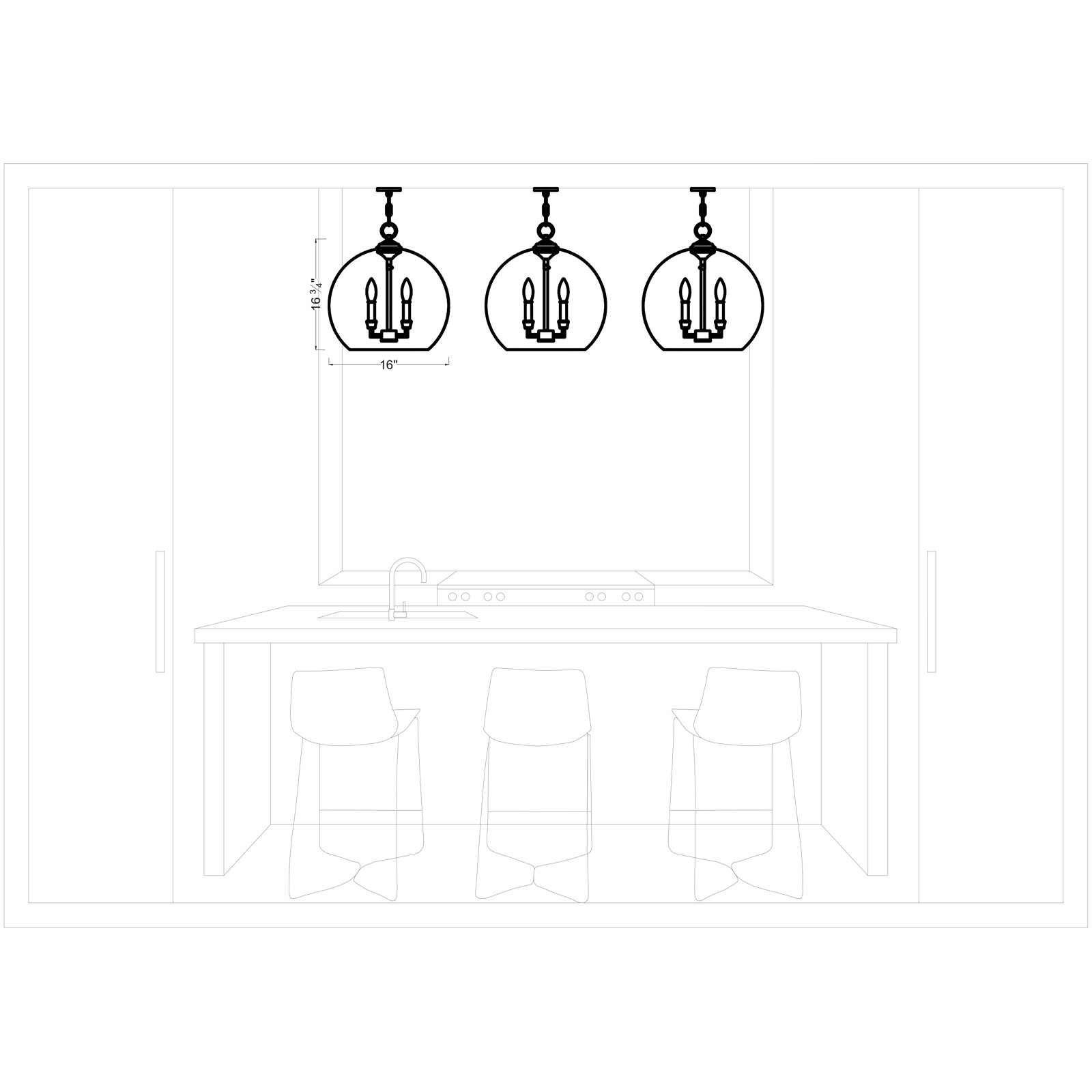 Vermilion 3 - Light Unique / Statement Globe Pendant, Chrome