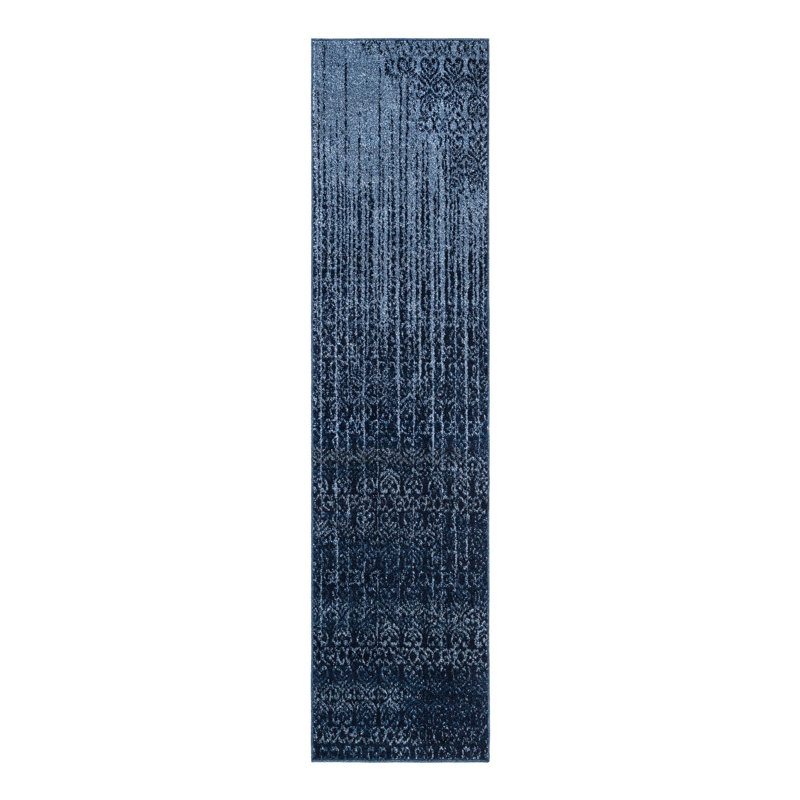 Emaria Abstract Power Loom Blue Area Rug, Round 4'1"