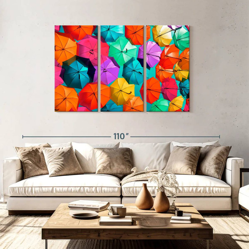 Kerner Colourful Umbrellas - Turquoise Sky III, 48" H x 74" W