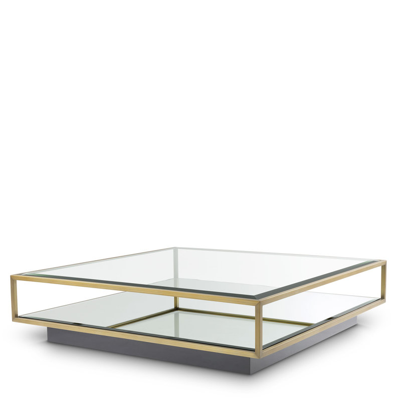 Tortona Glass Coffee Table, Brass