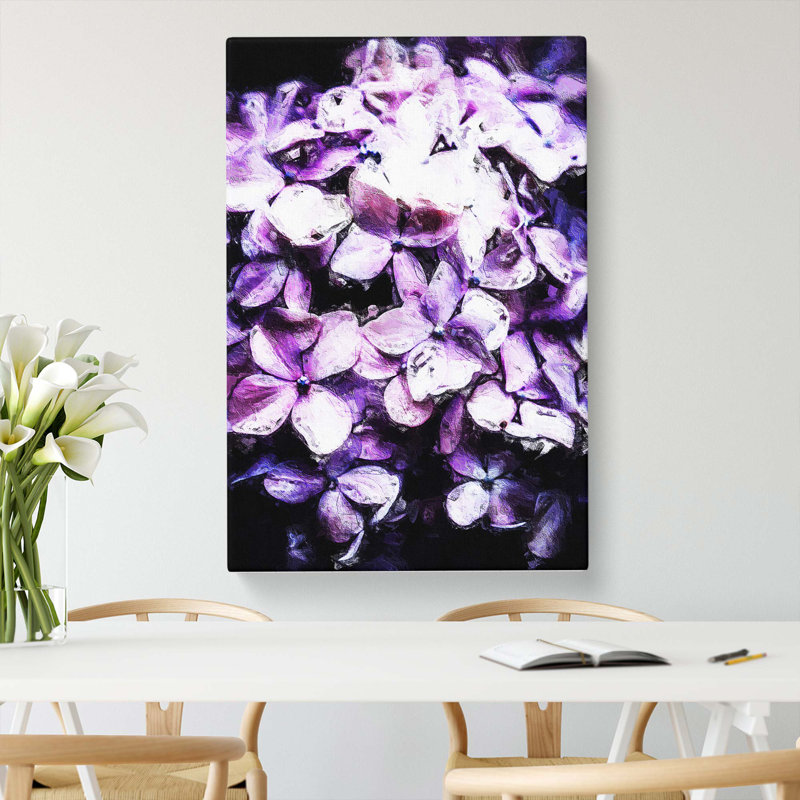Lilac Hydrangeas - Wrapped Canvas Painting, 50cm H x 35cm W x 3cm D