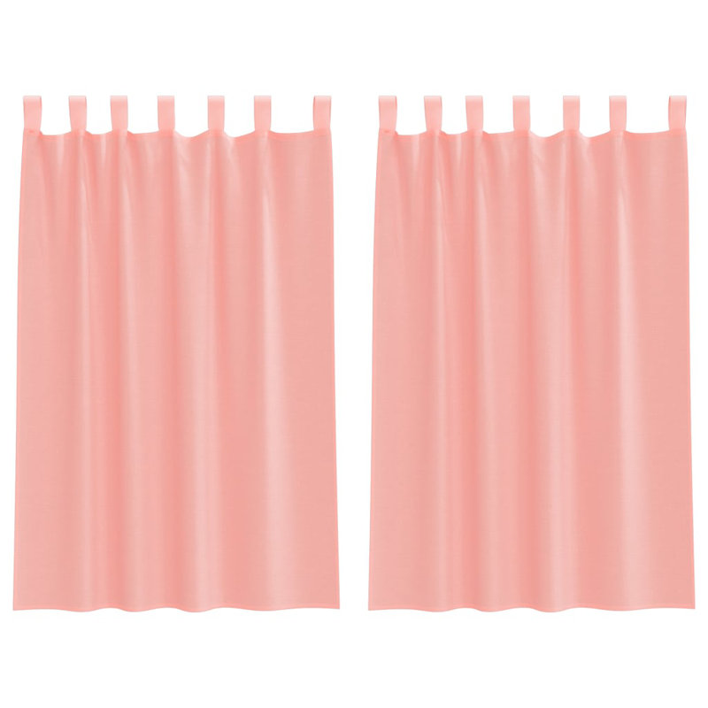Voile Curtains With Tab Top 2 Pcs, 140cm Width x 175cm Drop, Pink