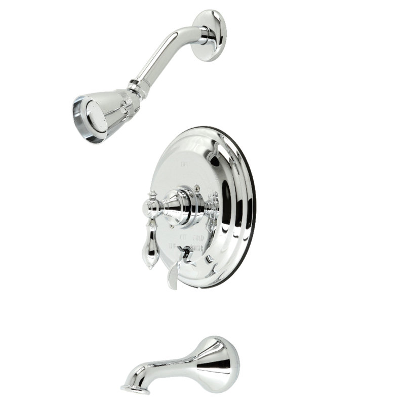 Robinet de baignoire et douche à pression équilibrée à poignée simple Kingston Brass, Chrome poli