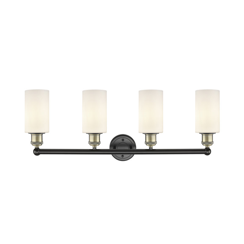 Caldello 4 - Light Dimmable Vanity Light, Matte White, Black Antique Brass