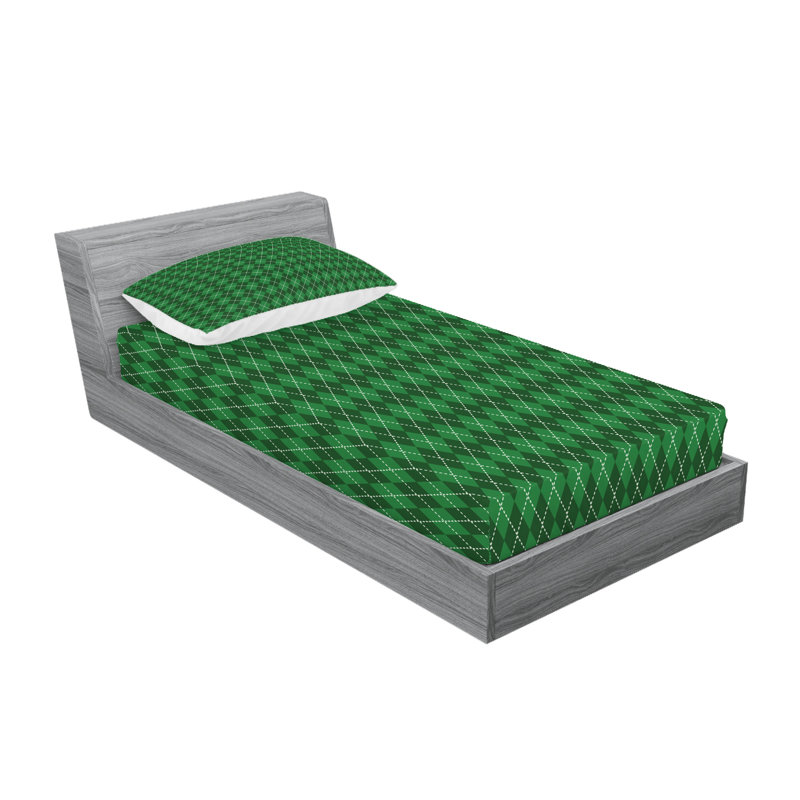 Ensemble de draps et taies décoratives Ambesonne, vert, vert foncé, blanc, Ensemble de draps pour lit simple TG + 1 drap-hous