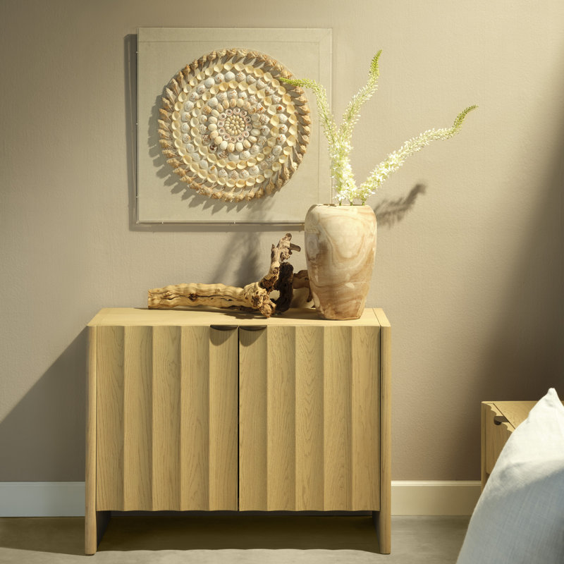 Finley Solid Wood Accent Cabinet, Natural Pale Oak