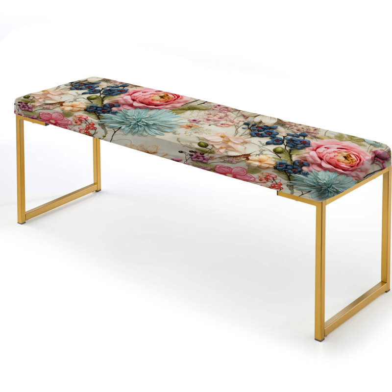 Banc rembourré or, Vintage Patchwork