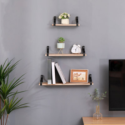 Tablettes flottantes modernes, tablettes flottantes, longues tablettes murales, ensemble de 3, tablettes murales avec supports pour chambre à coucher, salon, cuisine, salle de bain