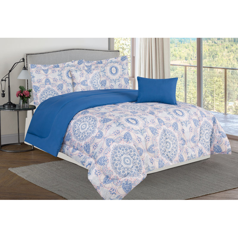 Ensemble d'édredon 5 pièces avec coussins décoratifs Bibb Home, Édredon pour grand lit + 2 taies décoratives pou