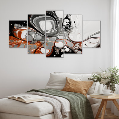 Encre liquide grise et noire, Fusion IV - art abstrait à lignes multiples