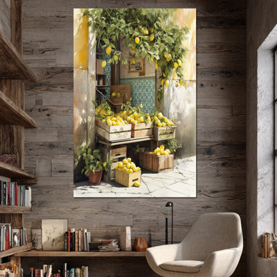 Art mural citron, décoration murale de cuisine citron, art mural fruits italiens pour la cuisine, affiche murale rétro au citron, reproduction d'art sur toile 36 po x 48 po
