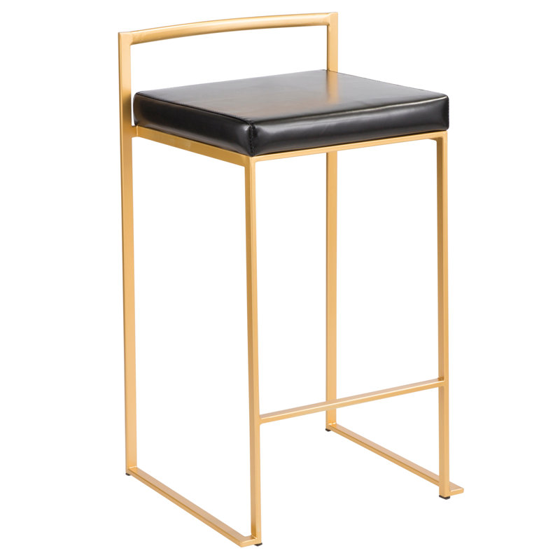 Contemporary Counter Stool, 3, Siège noir / cadre doré