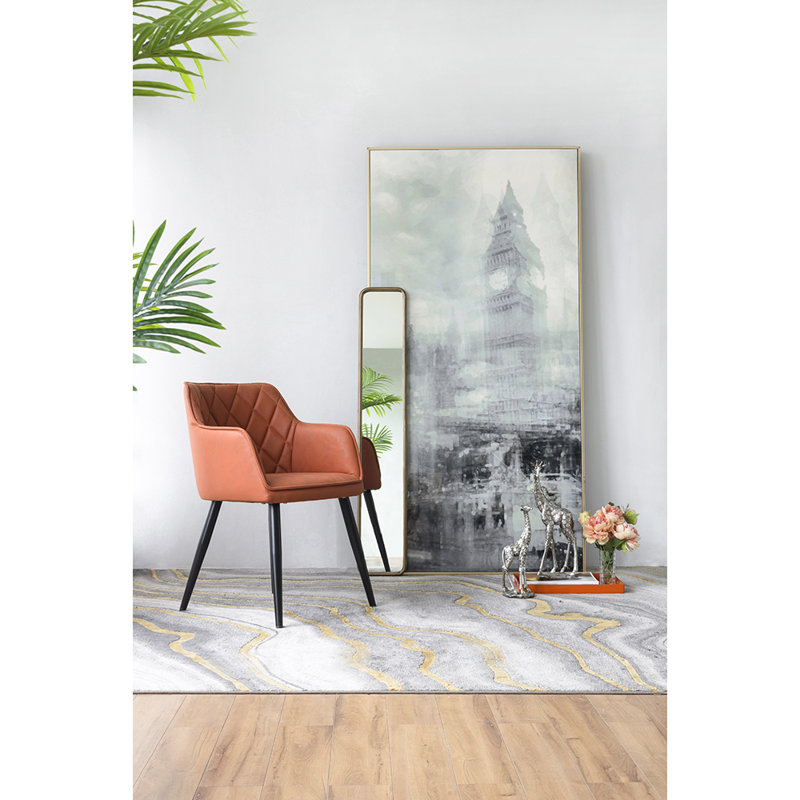 Chaise avec accoudoirs rembourrée en tissu Joao, Orange