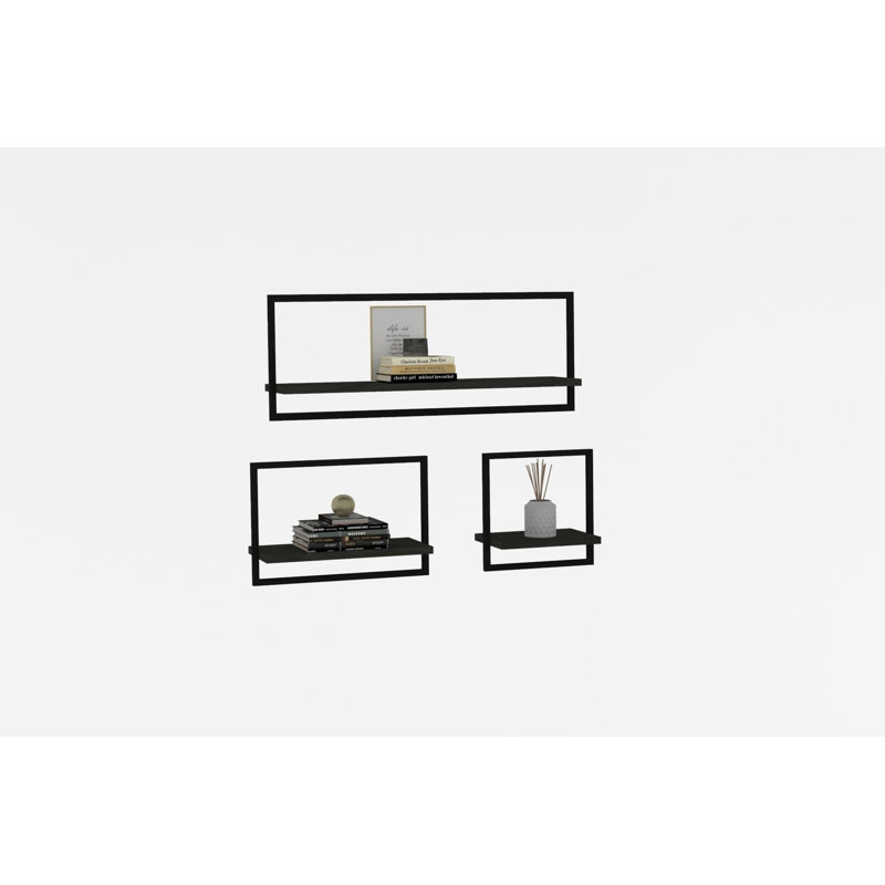 Colesen Modern Wall Shelf, Anthracite, 31.5 x 11.8 x 7.9 inches | 100% Melamine Coated Particle Board, Thickness: 0.7 inches | Three Shelves for Additional Storage, Stylish Industrial Design, Perfect for Home & Office Use