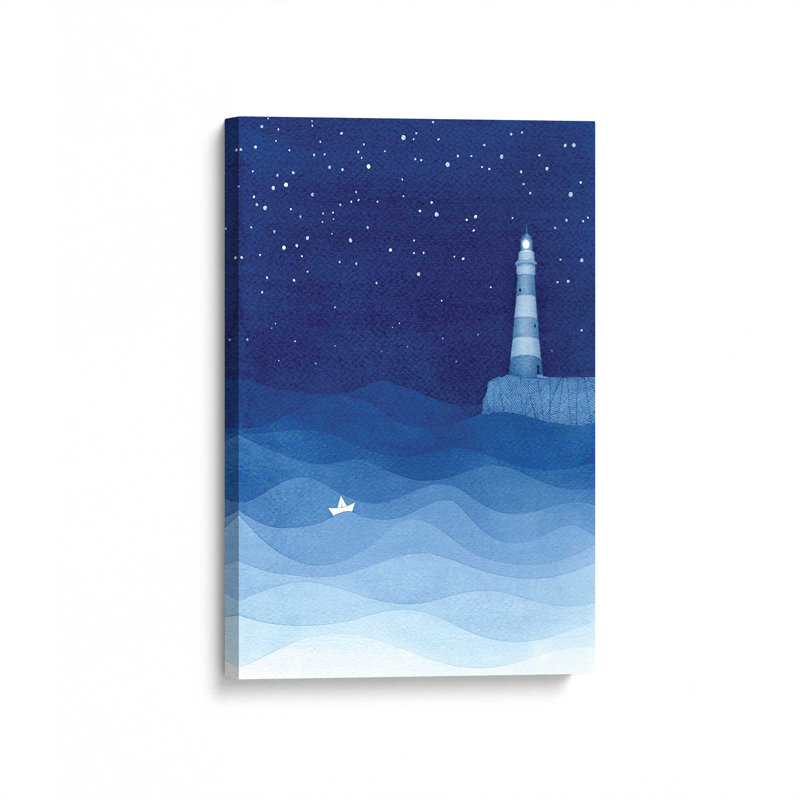 Reproduction d'art sur toile, "Phare le bateau en papier bleu" par Vapinx, H 24 po x l 18 po