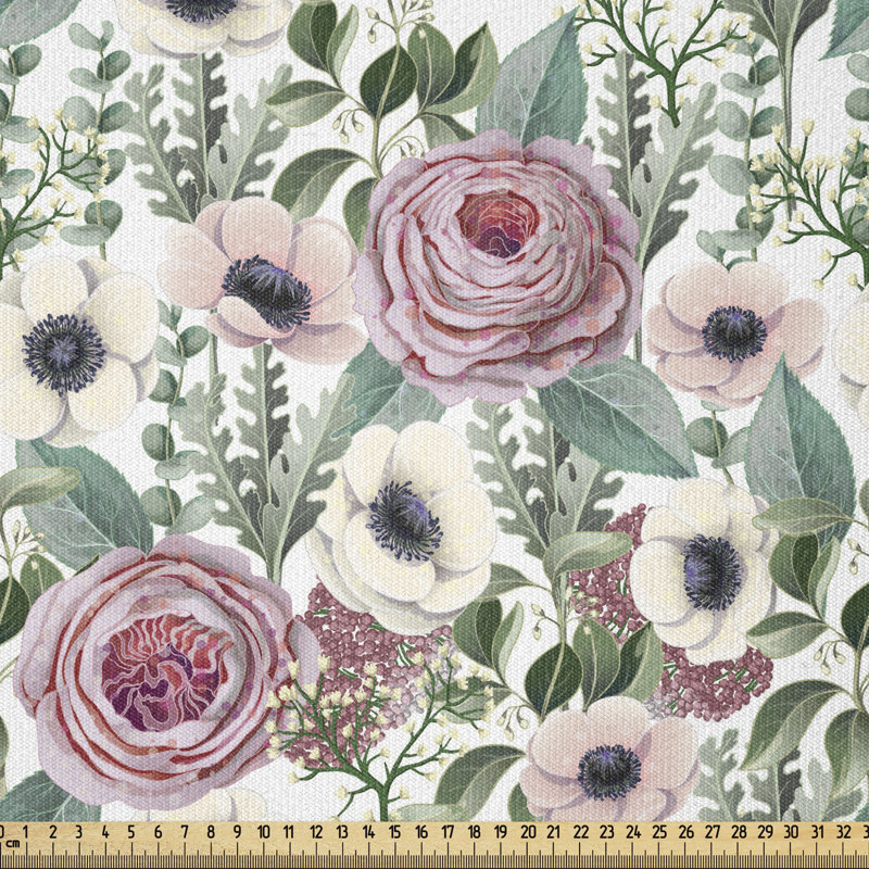 Tissu rose rétro par la cour, composition rustique de style victorien à fleurs rustiques, l 36 po x L 108 po