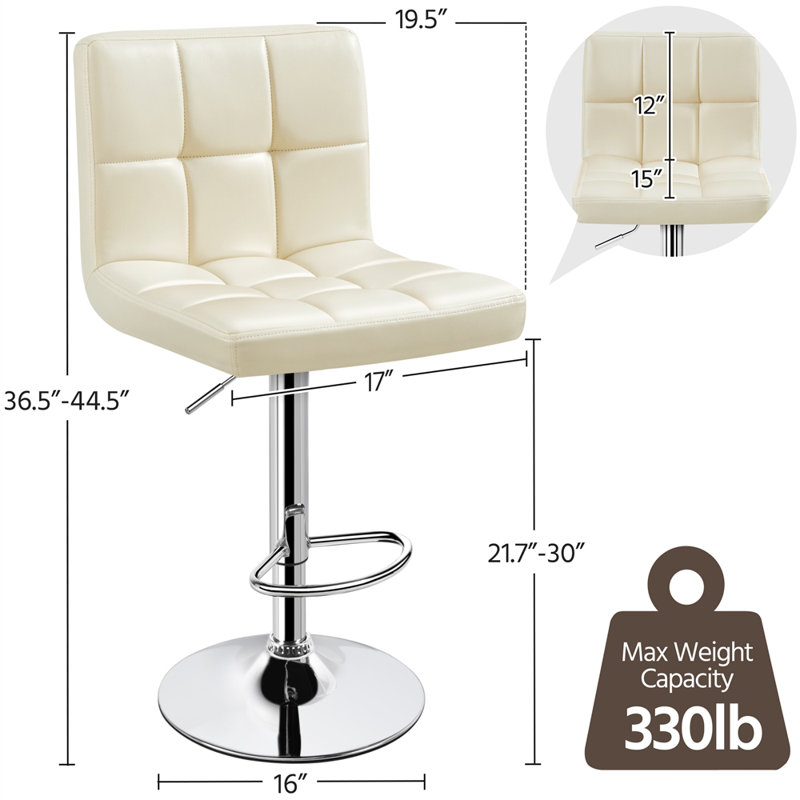 Chandresh Swivel Upholstered Adjustable Height Counter Stool with Metal Frame, Beige