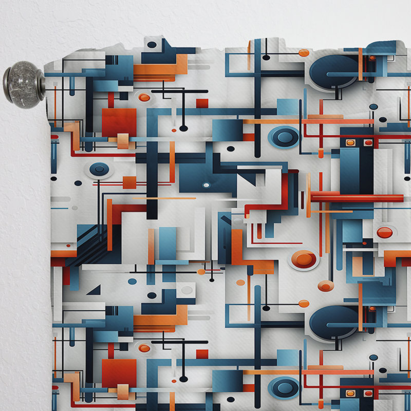 Blue Industrial Matrix Geometric Reflections - Abstract Curtain - Velvet Room Darkening - 1 Panel, 52" W x 63" L