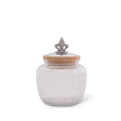 Fleur De Lis Glass Jar