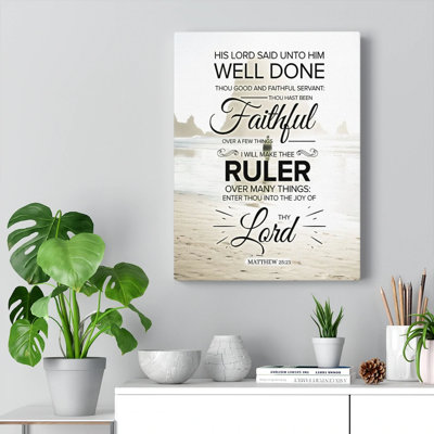 Faithful Servant Matthew 25:21 Christian Wall Art, verset biblique, prêt à être accroché