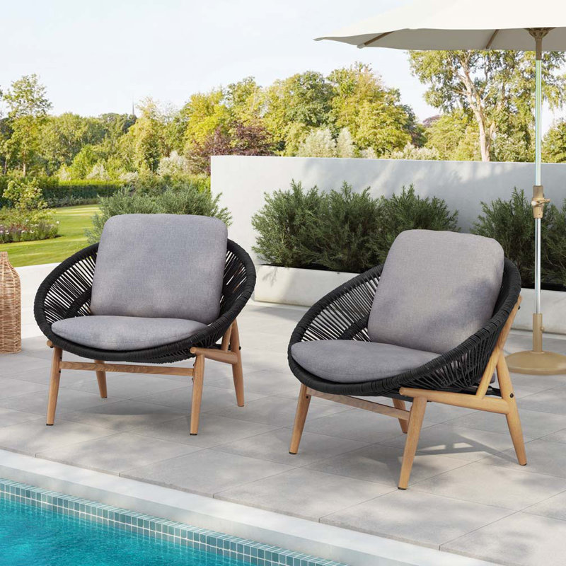 Chaise d'extérieur Papasan, Gris, Gris foncé