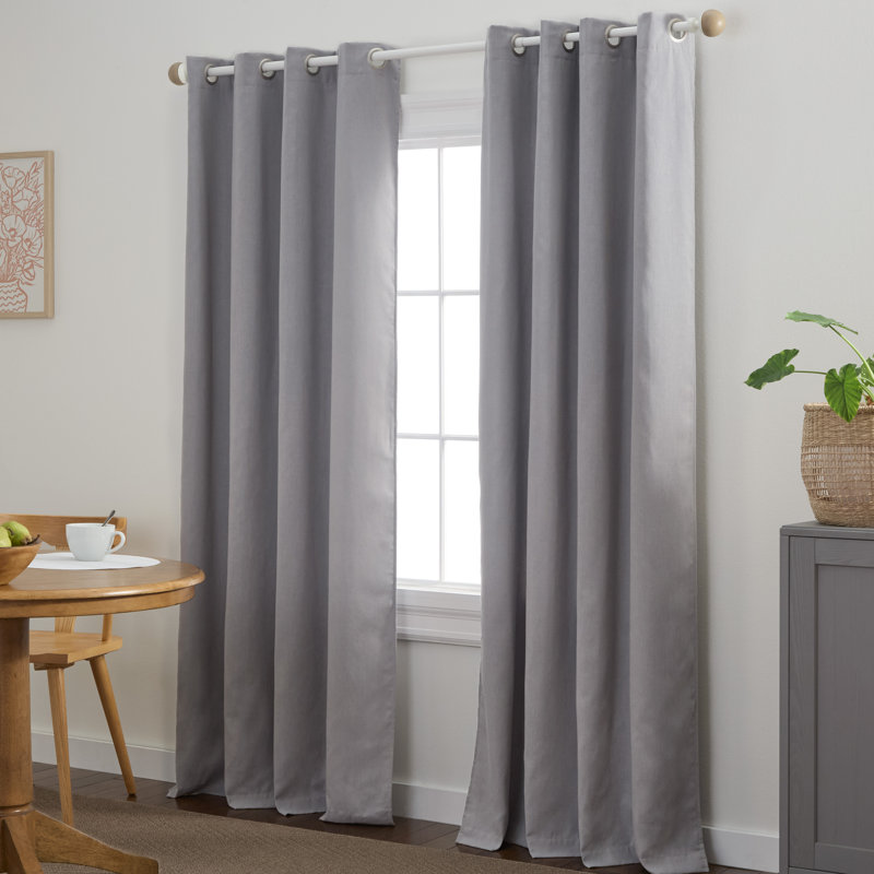 TOWN & COUNTRY BASICS SELENA Solid Linen Texture Indoor Curtains 2-Pack , Gray, 50" W x 96" L