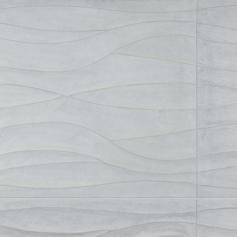 Thalia 18X18 3D Carved Wave Honed Limestone Tile, Blue Gray