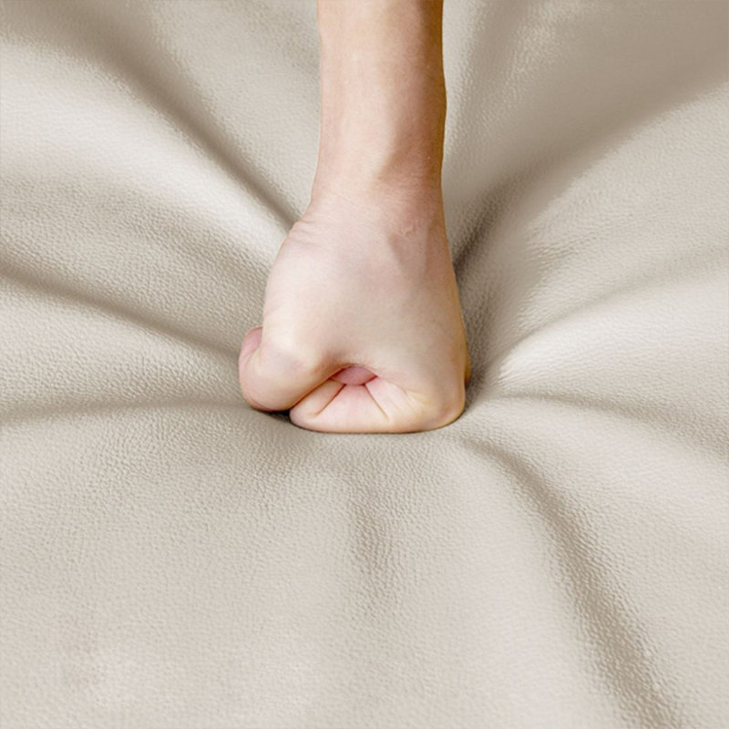 Canapé modulaire beige en cuir véritable, Orienté à gauche (vu de face)