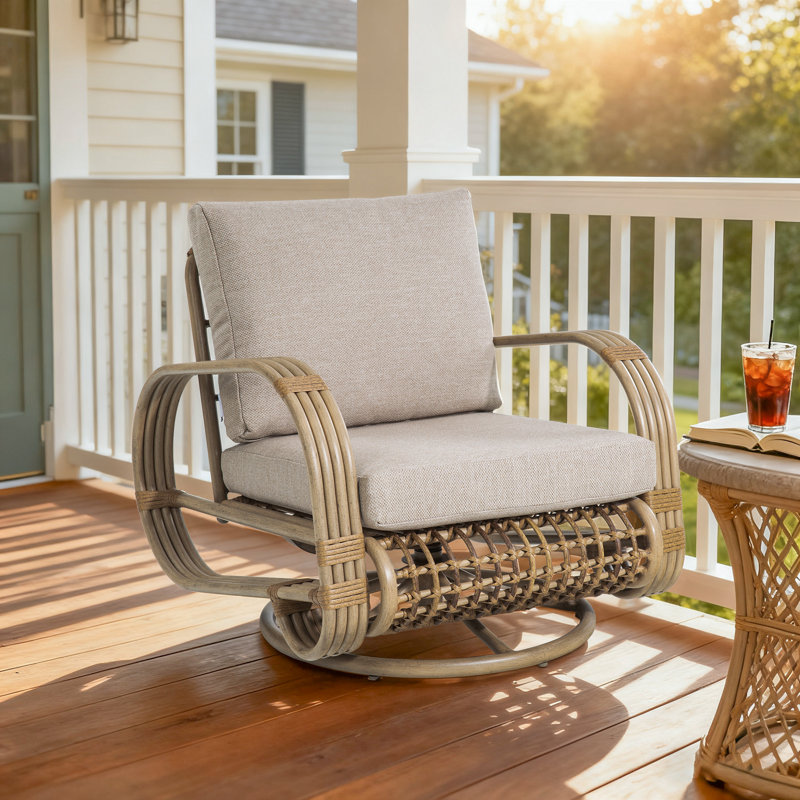 Aluminum Patio Swivel Club Chair Lounge Chair With Olefin Cushions