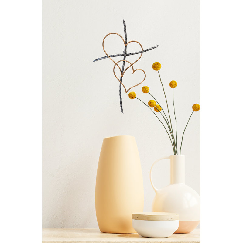 Décoration murale croix en métal avec croix en cuivre