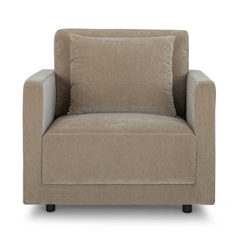 Fauteuil Kenji, Velours latte brun