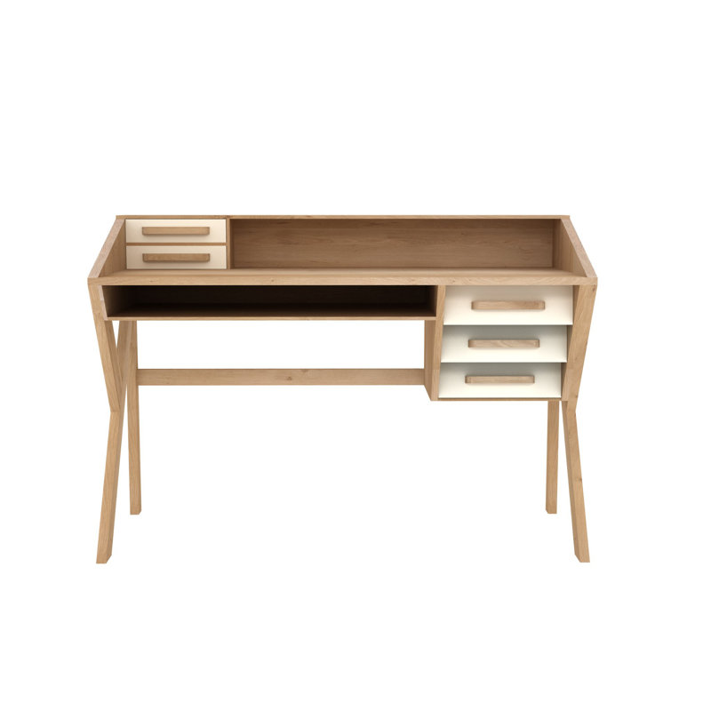 Origami Solid Wood Desk, Cream