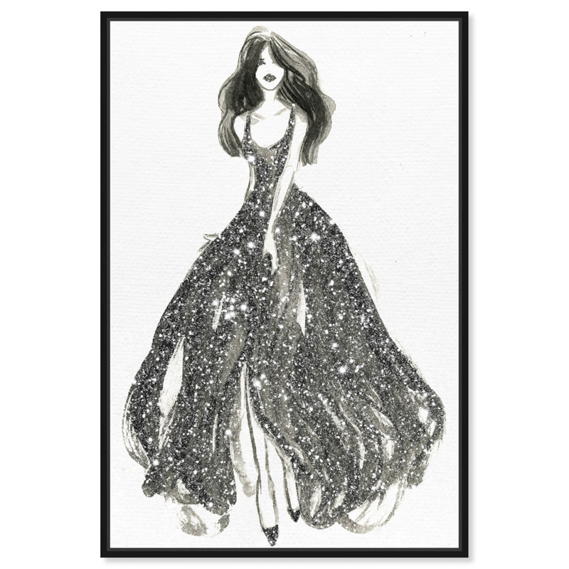 " Elegant Dress Flow II ", Black Framed Canvas, 15" H x 10" W