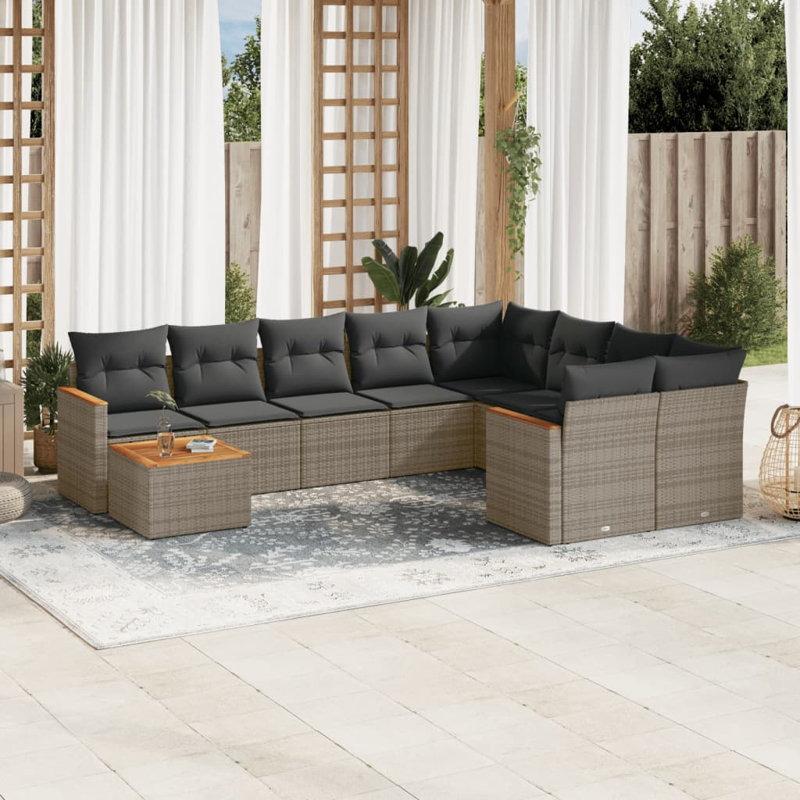 Vidaxl Garden Sofa Set, Gray Cushion/Gray Frame